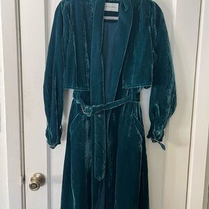 Cupcakes & Cashmere Teal Velvet Coat